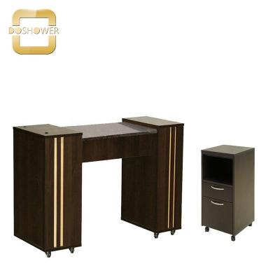 China Modern salon manicure table supplier with brown marble manicure table for nail table manicure beauty salon for sale