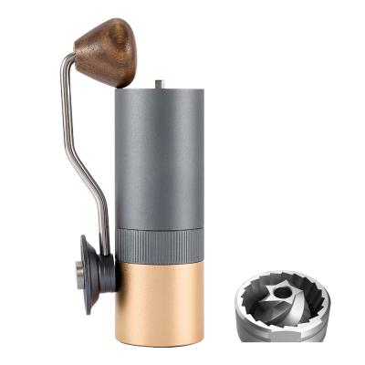 China New Style Stainless Steel Burr Outdoor Travel Use Walnut Portable Custom Manual Handle Handheld Coffee Grinder for sale