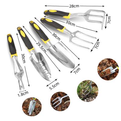 China Garden Work 5 Pieces Aluminum Gardening DIY Tools Including Garden Trowel Hand Shovel Hand Rake Plowing Garden Tool for sale