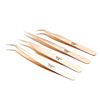 China False Eyelash Extension Can OEM Customer LOGO Stainless Steel Eyelash Tweezers High Quality Volume Lash Tweezers for sale