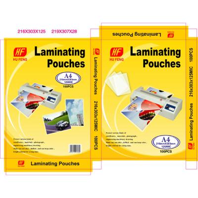 China A4 Pocket Film Laminating Pockets Moistureproof Laminating Sheets foil /laminiertaschen/polaseal/plastificacao/encuadernadoras/termolaminadora/ for sale