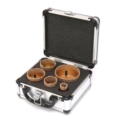 China 5Pcs/Set Professional Stone Diamond Drill Bit Yellow Brazing Wood Drill Bit Stuffed With High Speed ​​Steel Marble Aluminum Boxes for sale