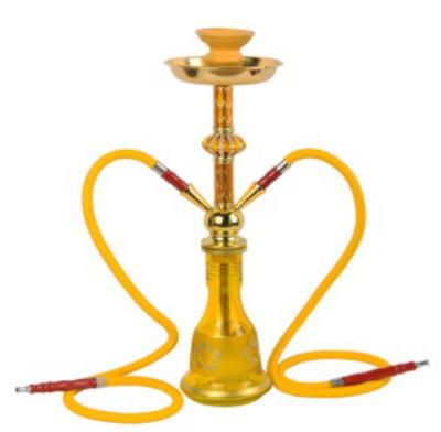 China Yellow Color Simple Design Popular Iron and Glass Hookah Nargile Turkish Smoke for sale