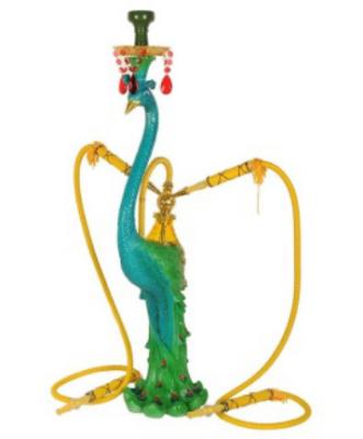 China Woyu Chinoiserie Green Peacock Advanced Hookah Resin Material 2 Tubes Charcoal Shisha Nargile Lounge for sale