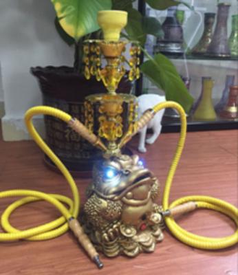 China Woyu Chinese Toad Style Double Hoses Charcoal Resin Hookah Shisha with LED Light for sale