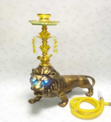 China Woyu Lion Resign Hookah Golden Color Nargile Tobacco Shisha Coconut Carbon with LED Light for sale