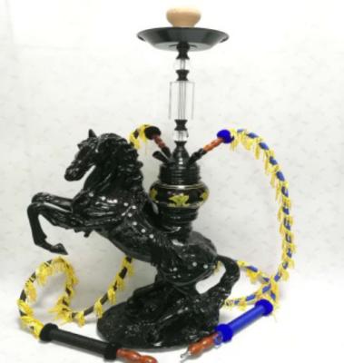 China Woyu Resin Hookah Horse Model Style Black Color 2 Pipes for Home Decorate for sale