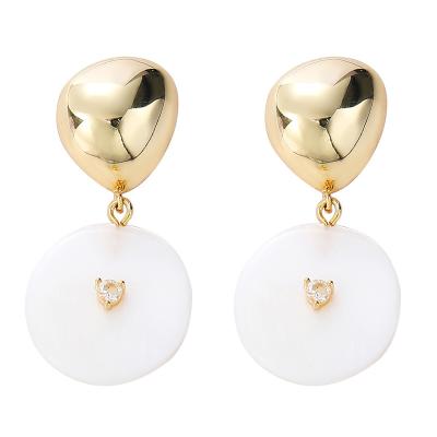 China 925 environmental friendly silver gold plated inlaid freshwater earrings Zirconium pearl Japan and South Korea simple temperament circle earrings for sale