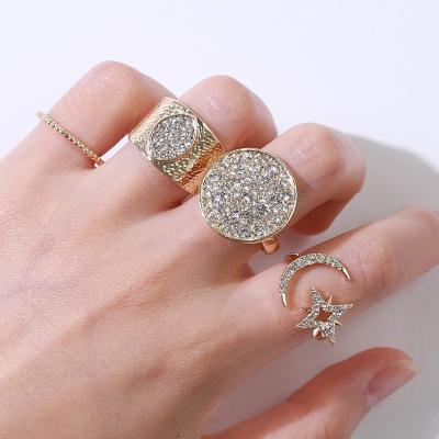 China Wholesale Fashionable Luxury Exaggerated Chunky Full Bling Jewelry Environmentally Friendly Crystal Paved Ring Women Girl Ring Blings for sale