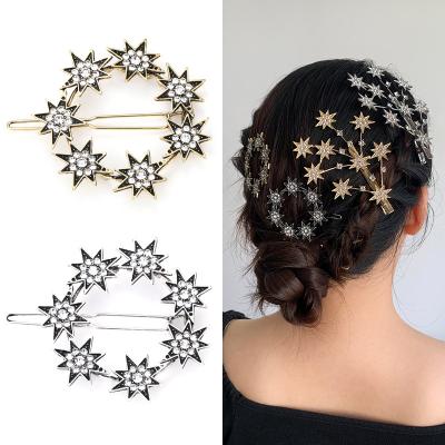 China Party Accessories Party Accessories Women Girls Diamond Hair Clips Vintage Metal Star Crystal Antique Pargold Plated Hair Clip for sale