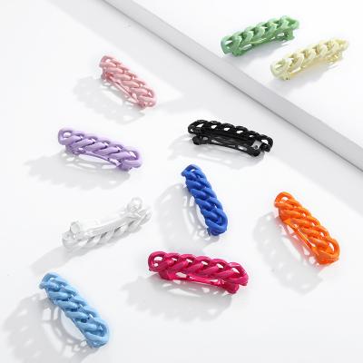 China French Barrettes Hair Clips Women Summer Hair Accessories Women Girls Summer Hair Accessories Macarone Color Sweet Link Chain Barrette for sale