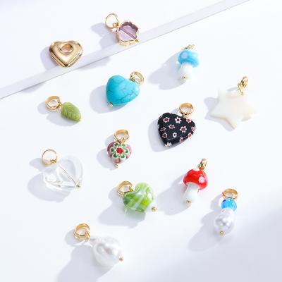 China Environmental Friendly DIY Accessories For Jewelry Cute Colorful Colorful Mushroom Chandelier Mushroom Heart Bead Mushroom Charm Pendant for sale