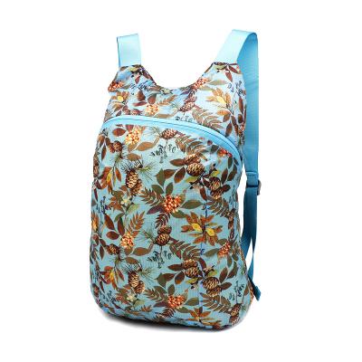 China Polyester Outdoor Travel Waterproof Floral Print Foldable Backpack for sale