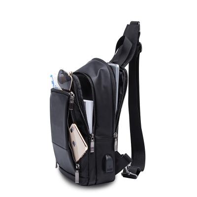 China Waterproof Custom Messenger Sling Bag Men Cross - Body Chest Bag With USB Charging Port for sale