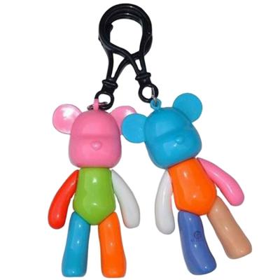 China Game of 3 Inch Colorful Bear Key Ring Plastic Colorful Keychain for Kids Gift for sale