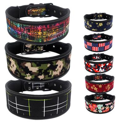 China Metal Reflective Luxury Special Adjustable Buckle Texture Durable Dog Collar Leash For Medium &Large Dog Pet Collar for sale