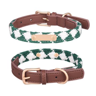 China Adjustable Pet Dog Collar Cat Dog Collar Durable Reflective Exquisite Metal Buckle Plaid Design Nylon Pet Supplier for sale