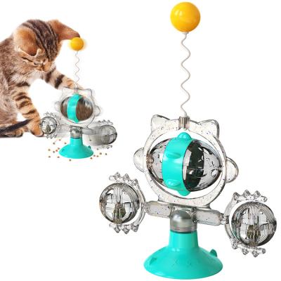 China Built-in Stored Sounding Wheel Leakage Food Cat Toy With Strong Suction Cup Bell Interactive Puzzle Pet Toy for sale