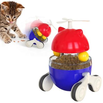 China Multifunctional Sustainable New Design Automatically Rotate Thruster Amusement Cat Leaking Food Toy Turntable Pet Toy for sale