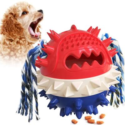 China 2022 New Design Viable Colorful Squeaky Chew Toy Rubber Pet Leaking Balls Dog Toys Teeth Cleaning Dog Toy Floating On Water for sale