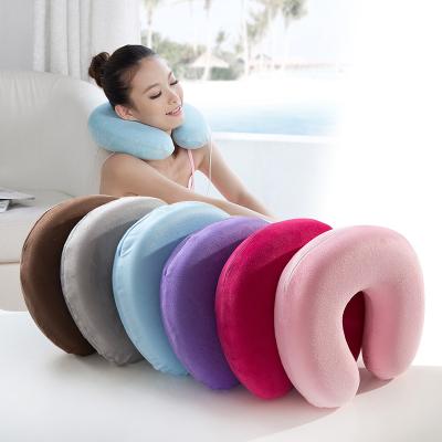 China Super Soft Short Anti-Apnea Plush Headrest Memory Foam U-Shape Neck Pillow for sale