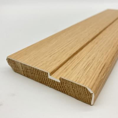 China D-8-4-1 Traditional Hardwood Solid Wood Skirting Board With PVC Veneer For Traditional House Decoration 75X12X2440MM ZHILONG NC; GUA Villa for sale