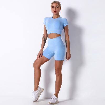 China 2022 Hot Selling Fitness Breathable Logo Gym Set Custom Made Nylon /Spandex Sportswear Women 2 Pieces Wear for sale