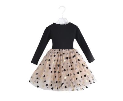 China Huzhou Zhilibig Breathable Baby Dress Star Pentagon Longsleeve Birthday Party Princess Kids Dresses Lace Up Dresses Child For Spring Autumn for sale