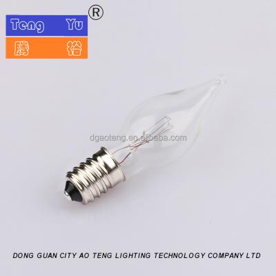 China E10 C6 popular decorative arabesquitic colored glass candle light bulb LED milky white incandescent lamp 13.5*45mm for sale