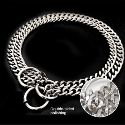 China Heavy Duty Double Stocked Rows Chain Link Stainless Steel Dog Collar for sale