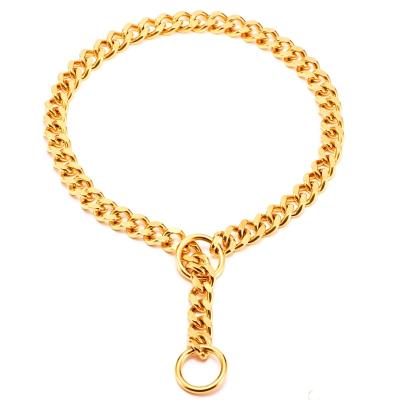 China Luxury Custom Choke Stocked Stainless Hardware Gold Pet Chain Collars Chain for sale