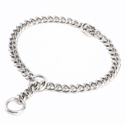 China Stocked Custom Large Stainless Steel Heavy Silver Chain Dog Collar Luxury Dog Collar for sale