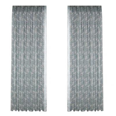 China Blackout Window Drapes Ready Made Cotton Curtains Canvas Printed Fabric For Living Room for sale