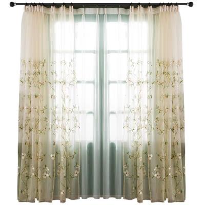 China New Fashion American Pastoral Embroidery Designs Full Flower Polyester Insulated Window Curtain for sale