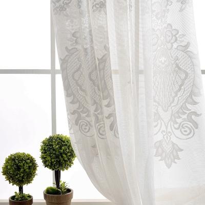 China Moderen Insulated Warp Knitted Yarn Curtain Embroidery Flower European Living Room Curtain for sale