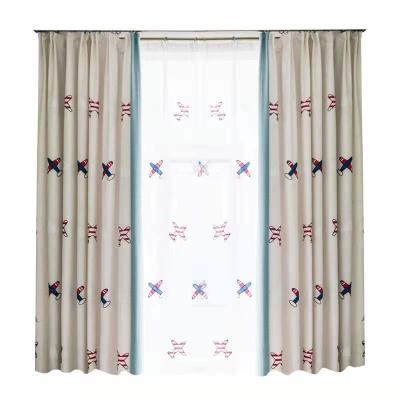 China Fabric Hot Selling Embroidery Style Insulated Flat Curtain For Kids Rooms for sale