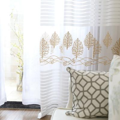 China Modern Wholesale Cool Curtains Insulated Window Engineering Yarn Leaf Embroidery Cloth Curtain for sale