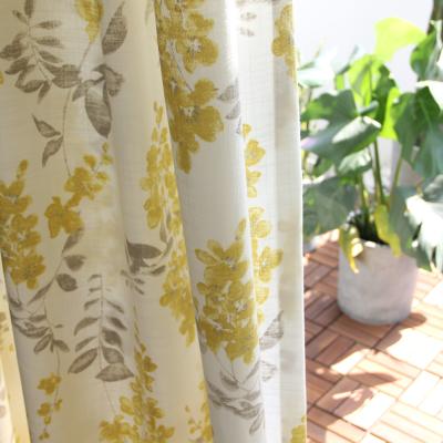 China Modern Simplicity Pastorable Living Room Bedroom Decoration Polyester Insulated Yellow Geometric Printing Home Window Curtains for sale