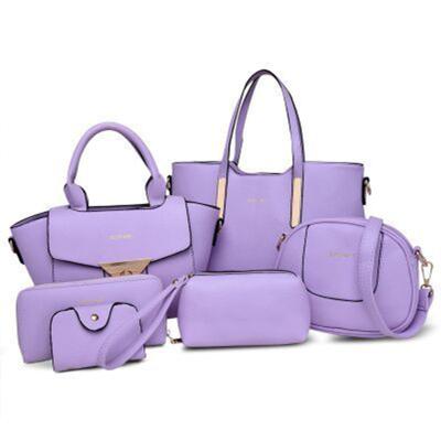 China 2022 new fashion style ladies candy color leather satchel bag wholesale pu 6 pieces set for bags armpit for sale