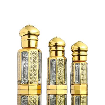 China Cosmetic Bottle 3ml 6ml 12ml Alloy Perfume Metal Arabic Bottle Essential Oil Stain Glass Empty Bottle for sale