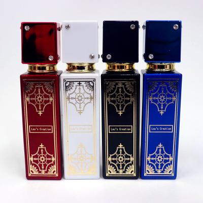 China Personal Care Amazon Blows 30ml Perfume Bottle Cosmetic Bottle Rectangular Bronzing Style Printing Custom New Perfume Bottle for sale