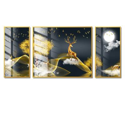 China Modern luxury crystal gold deer 5d porcelain painting bedside porcelain painting crystal noise crystal painting for sale