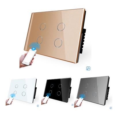 China Convenient Touch Screen Light Wall Switch Smart Life 4Gang 1Way Touch Wall Module Light Gathering UK Smart Zigbee Switch for sale