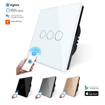 China Tuya Zigbee Wireless Wall Touch Home Touch Screen Glass Panel Module Control Light Wall Switch 1/2/3 Band Wifi Smart Wifi Switch for sale