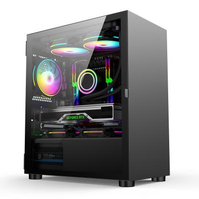 China With Window Side Panel New Design Gaming Case Amazon Best Selling Desktop Computer Chassis Tower ATX Case Full PC Case for sale