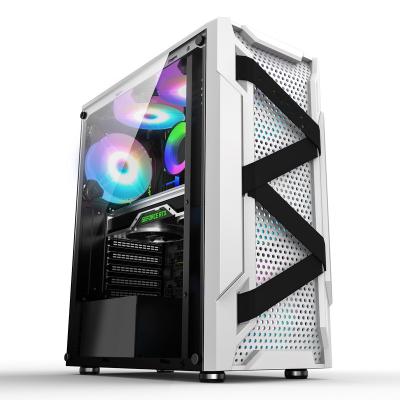 China With Side Panel Window Gamer Tempered Glass Side Panel Table PC Desk RGB Water Cooling Computer Gaming Case for sale