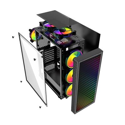 China With Side Panel Window Rainbow Argb Led Strip For Magic Mirror Infinity Tempered Glass Panel CPU Cabinet Game Case for sale