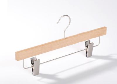 China Natural Lotus Wood Clothing Store Hangers With Clips For Displaying Pants for sale