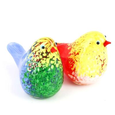 China USA Murano Art Chickadee Vivid Lampworking Bird Glass Figurines for sale