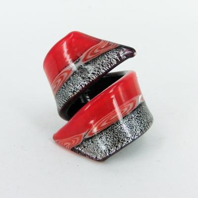 China Hiphop Murano summer style gold dust handmade murano art glass rings jewelry for sale